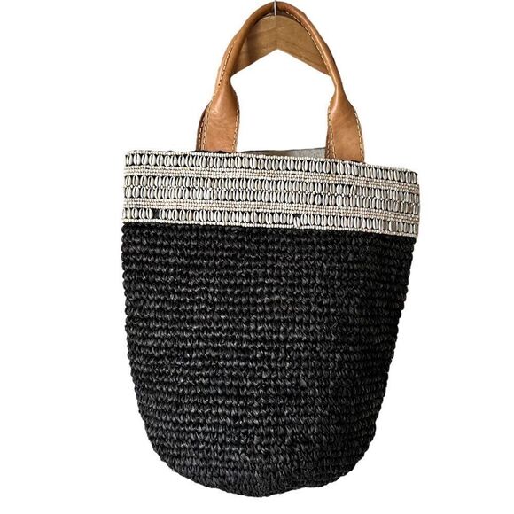 COCOBELLE  BUZIO COWRIE & RAFFIA X LARGE TOTE BAG - Picture 1 of 15